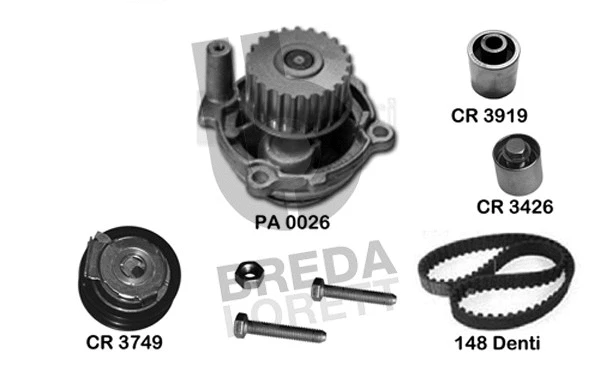 Pompe à eau + kit de courroie crantée BREDA LORETT KPA0220A