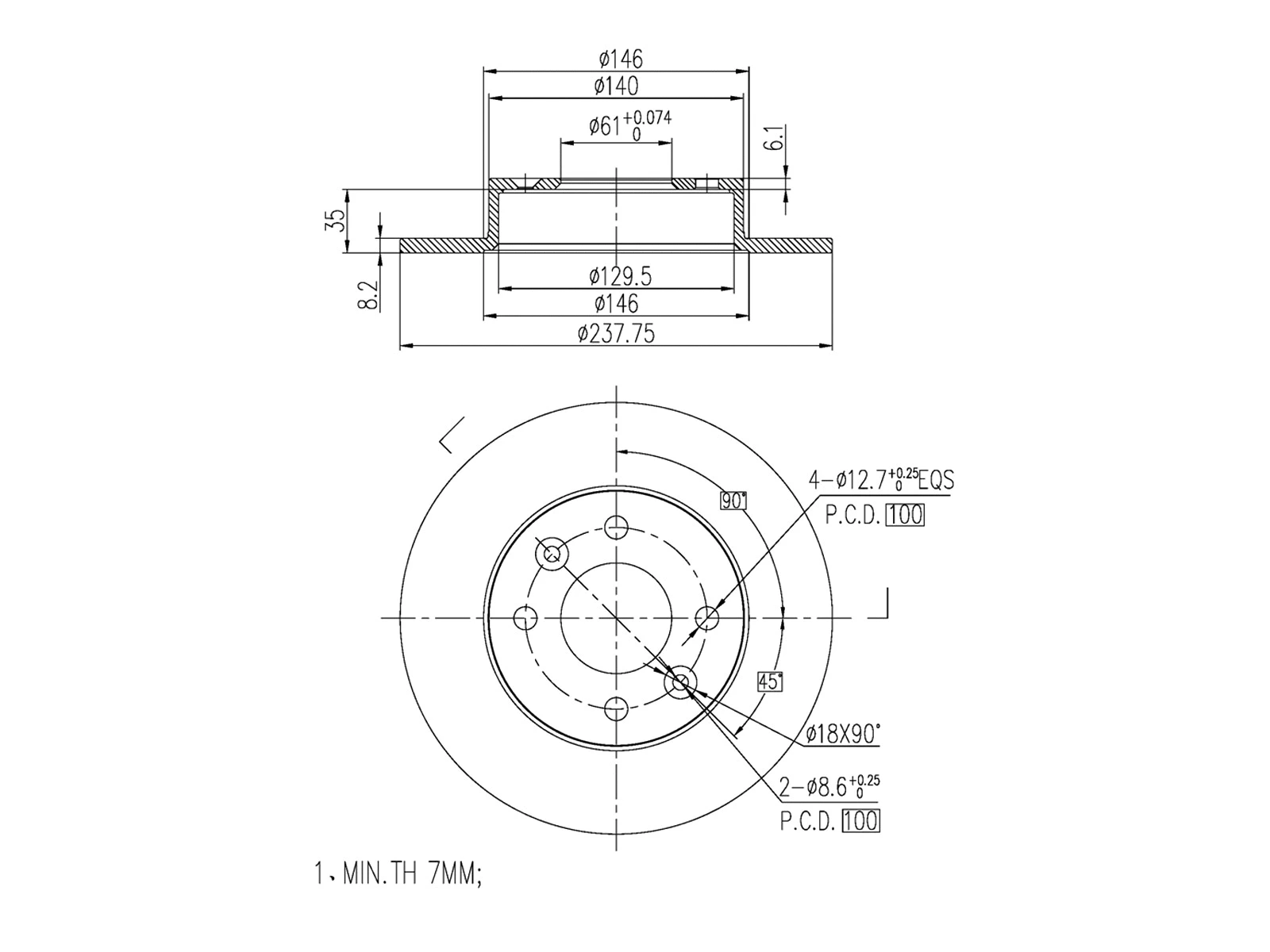 Disque de frein A.Z. Meisterteile AZMT-44-024-1010