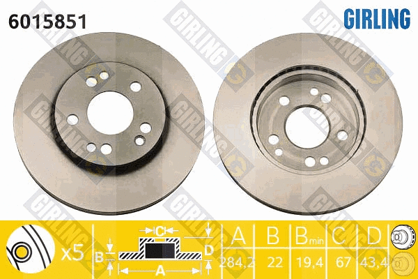 Disque de frein GIRLING 6015851