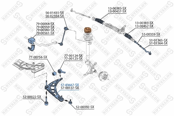 Bras de liaison, suspension de roue STELLOX 57-03667-SX