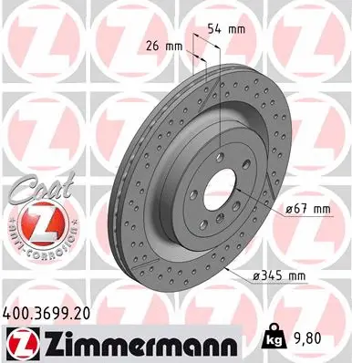 Disque de frein ZIMMERMANN 400.3699.20