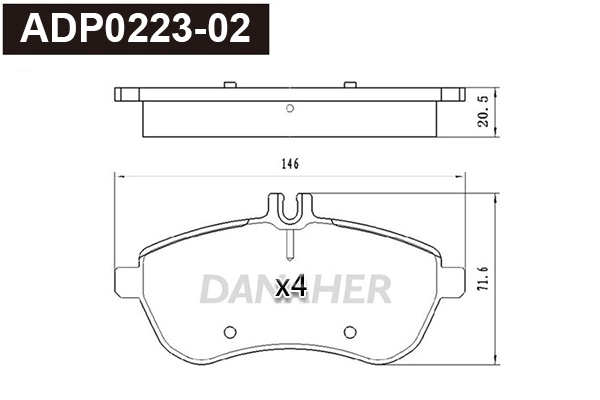 Kit de plaquettes de frein, frein à disque DANAHER ADP0223-02