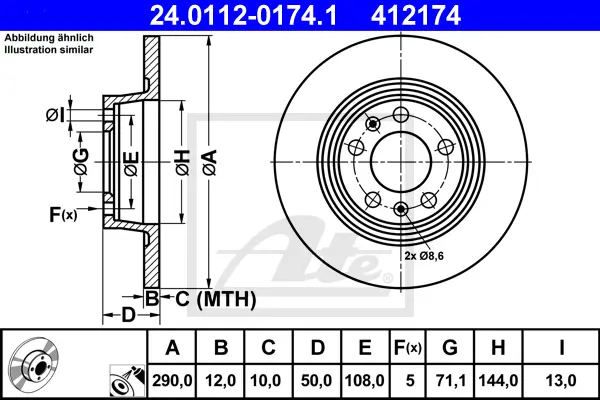 Disque de frein ATE-APAC 24.0112-0174.1