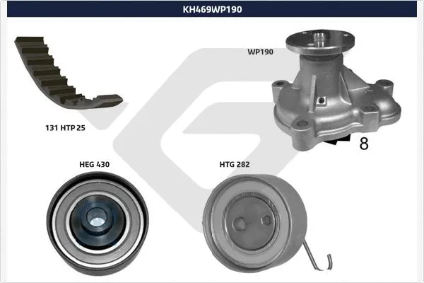 Pompe à eau + kit de courroie crantée HUTCHINSON KH 469WP190