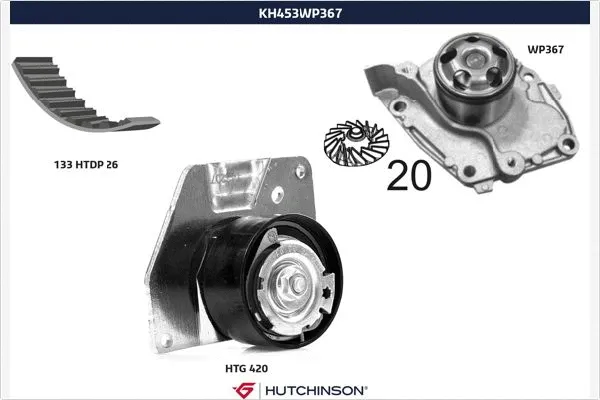 Pompe à eau + kit de courroie crantée HUTCHINSON KH 453WP367