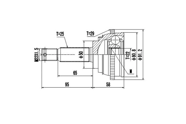 Jeu de joints, arbre de transmission DYNAMATRIX DCV824002