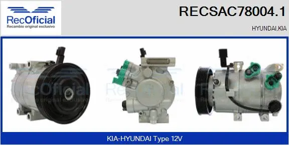 Compresseur, climatisation RECOFICIAL RECSAC78004.1