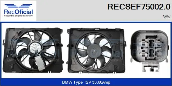 Moteur électrique, ventilateur pour radiateurs RECOFICIAL RECSEF75002.0