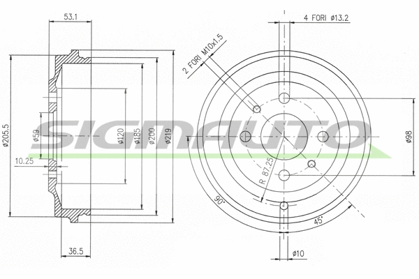 Tambour de frein SIGMAUTO DR5268