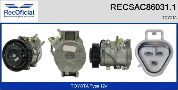 Compresseur, climatisation RECOFICIAL RECSAC86031.1
