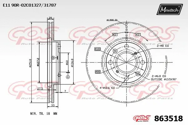 Disque de frein MAXTECH 863518
