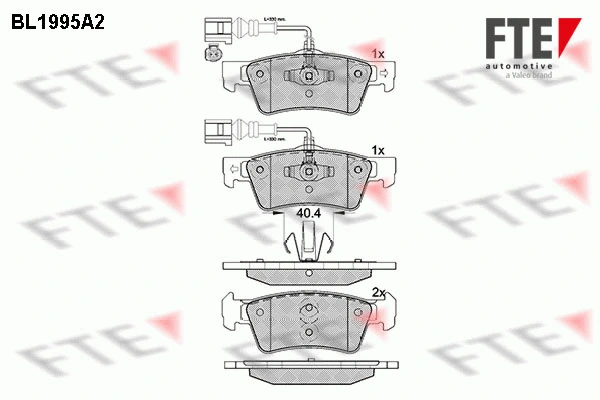 Kit de plaquettes de frein, frein à disque FTE 9010583