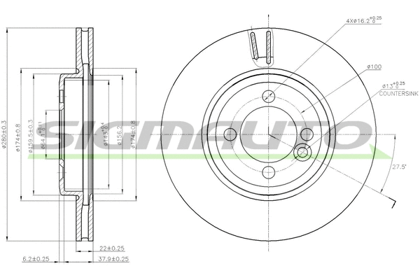 Disque de frein SIGMAUTO DBB617V