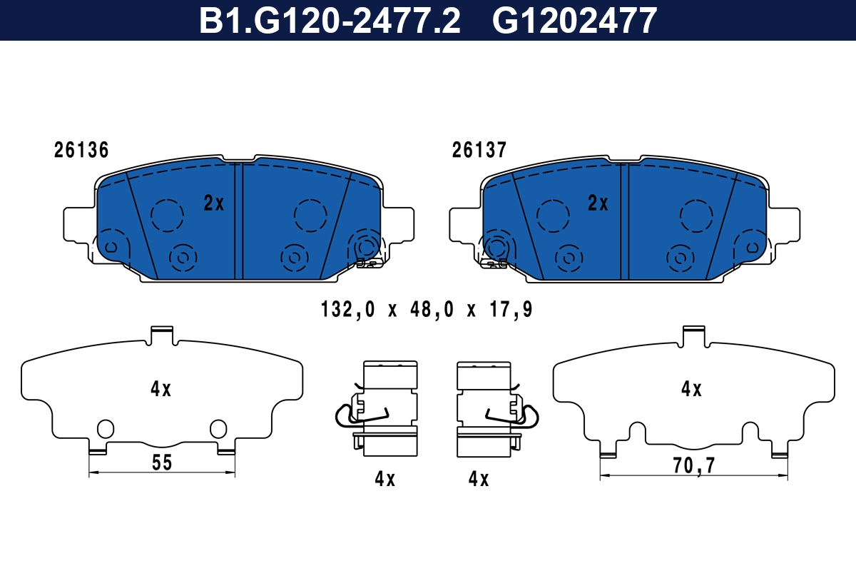 Kit de plaquettes de frein, frein à disque GALFER B1.G120-2477.2