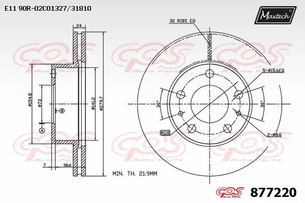 Disque de frein MAXTECH 877220