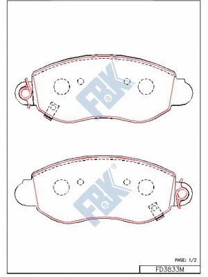 Kit de plaquettes de frein, frein à disque FBK FD3833M