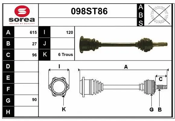 Arbre de transmission STARTCAR 098ST86