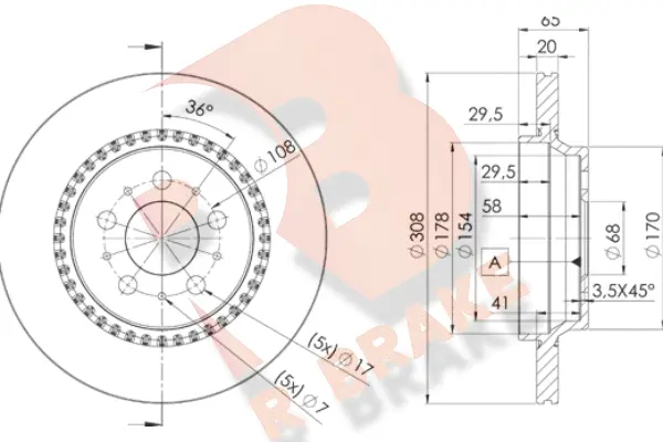 Disque de frein R BRAKE 78RBD17302