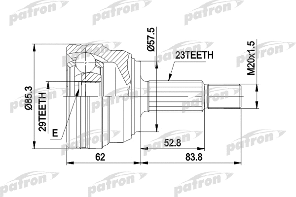 Jeu de joints, arbre de transmission PATRON PCV1317