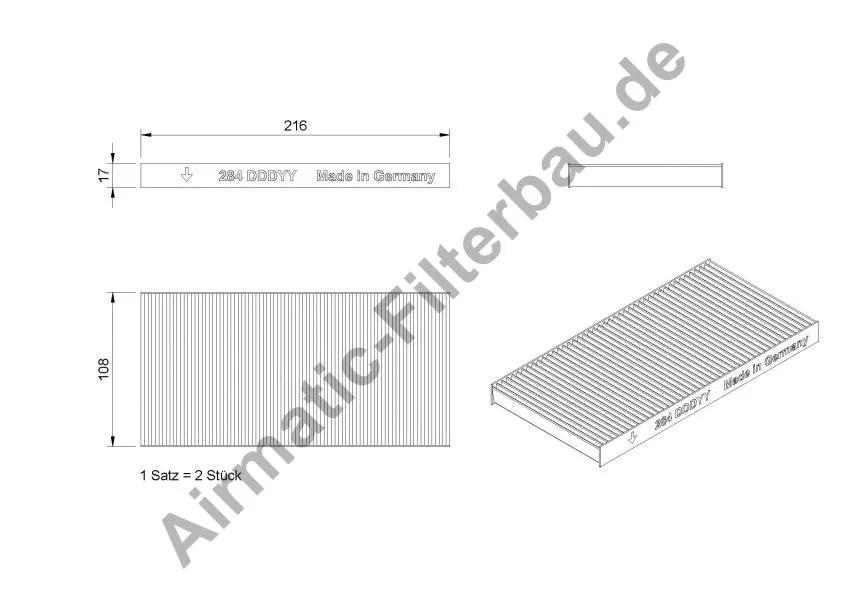 Filtre, air de l'habitacle AIRMATIC Filterbau IF0284RLS