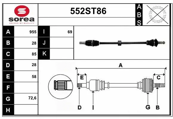 Arbre de transmission STARTCAR 552ST86