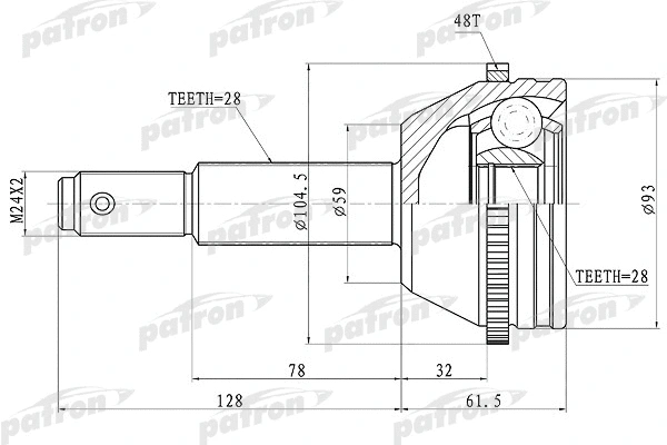 Jeu de joints, arbre de transmission PATRON PCV1674