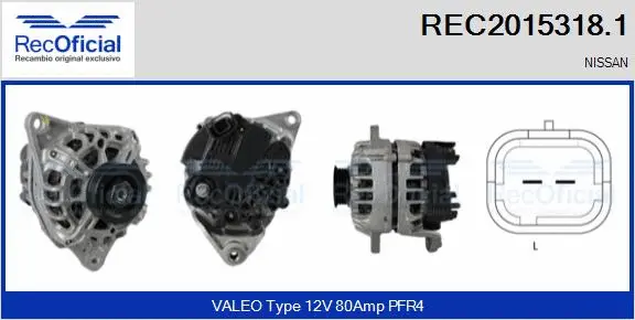 Alternateur RECOFICIAL REC2015318.1