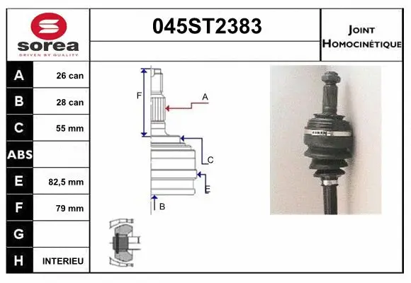 Jeu de joints, arbre de transmission STARTCAR 045ST2383