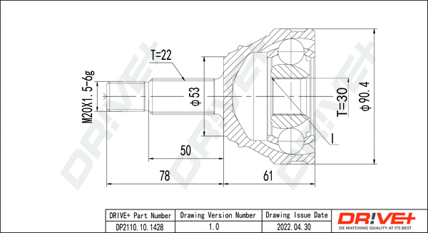 Jeu de joints, arbre de transmission Dr!ve+ DP2110.10.1428