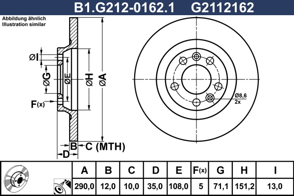 Disque de frein GALFER B1.G212-0162.1