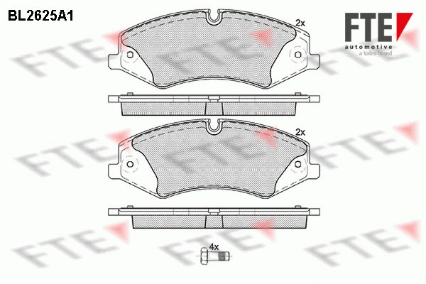 Kit de plaquettes de frein, frein à disque FTE 9010873