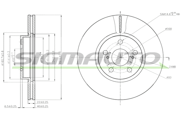 Disque de frein SIGMAUTO DBB865V