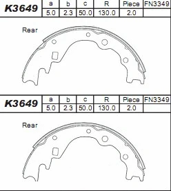 Jeu de mâchoires de frein ASIMCO K3649