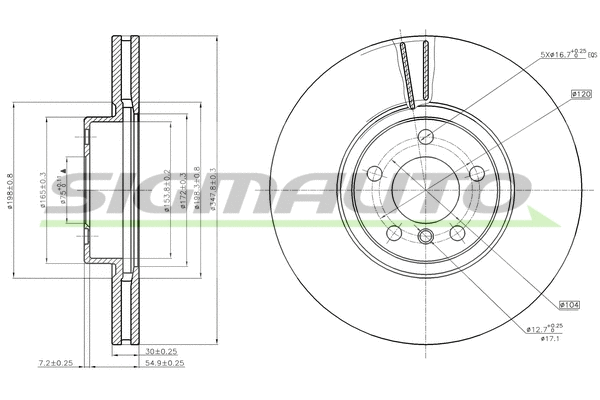 Disque de frein SIGMAUTO DBB713V