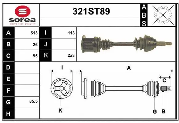 Arbre de transmission STARTCAR 321ST89