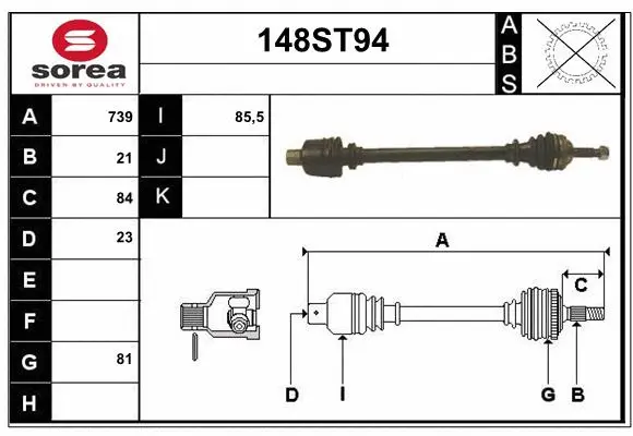Arbre de transmission STARTCAR 148ST94