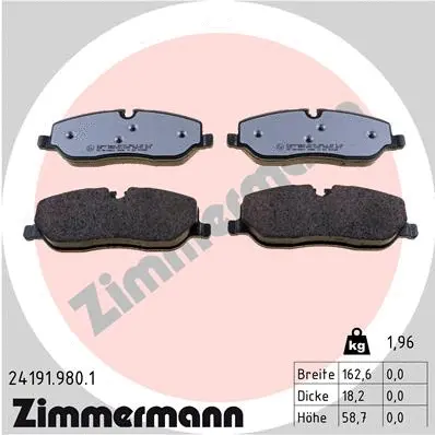 Kit de plaquettes de frein, frein à disque ZIMMERMANN 24191.980.1