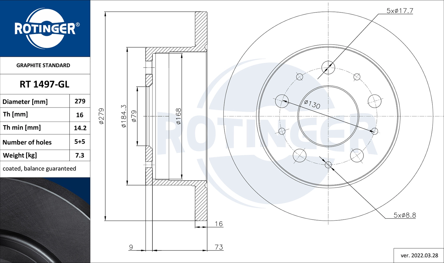Disque de frein ROTINGER RT 1497-GL