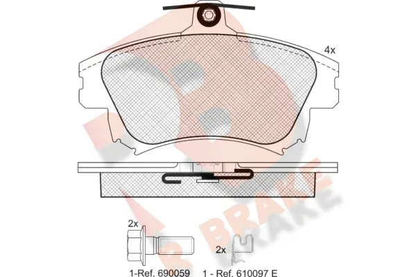 Kit de plaquettes de frein, frein à disque R BRAKE RB1236-208