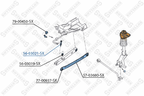 Entretoise/tige, stabilisateur STELLOX 56-03021-SX
