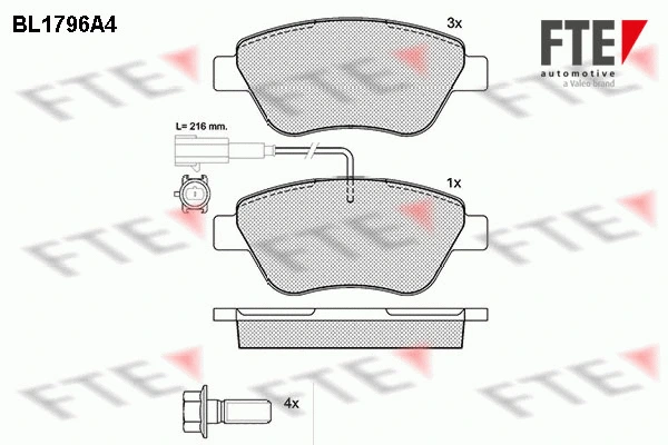 Kit de plaquettes de frein, frein à disque FTE 9010366