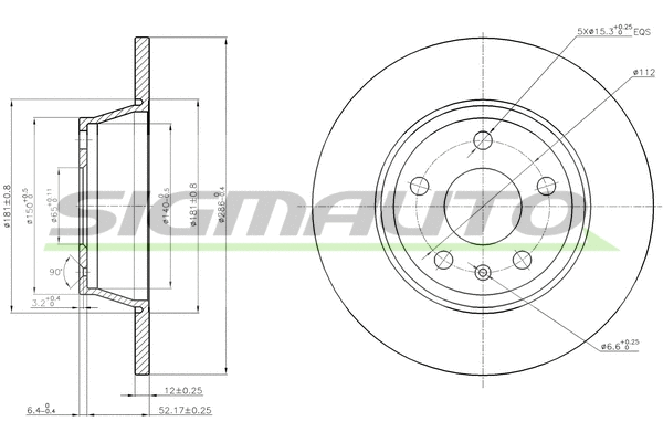Disque de frein SIGMAUTO DBB848S