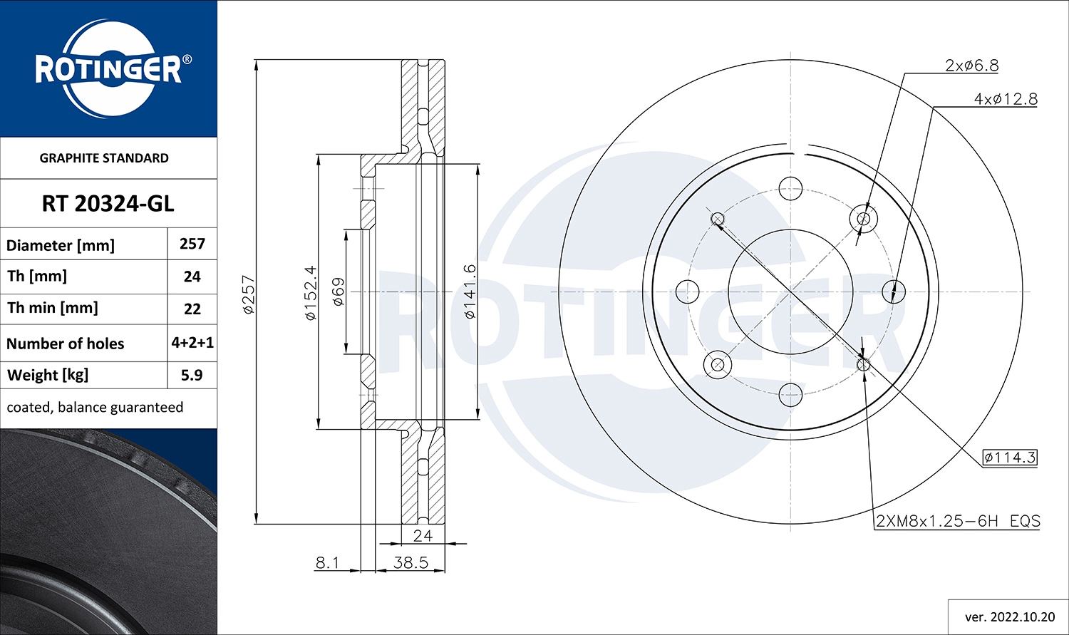 Disque de frein ROTINGER RT 20324-GL