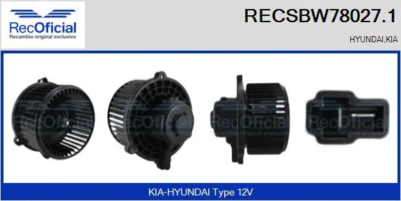 Pulseur d'air habitacle RECOFICIAL RECSBW78027.1