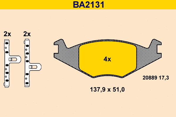 Kit de plaquettes de frein, frein à disque BARUM BA2131