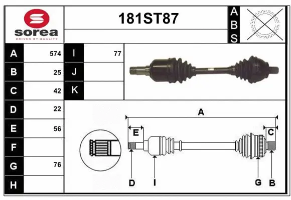 Arbre de transmission STARTCAR 181ST87