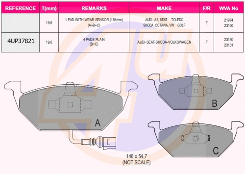 Kit de plaquettes de frein, frein à disque 4u 4UP37821