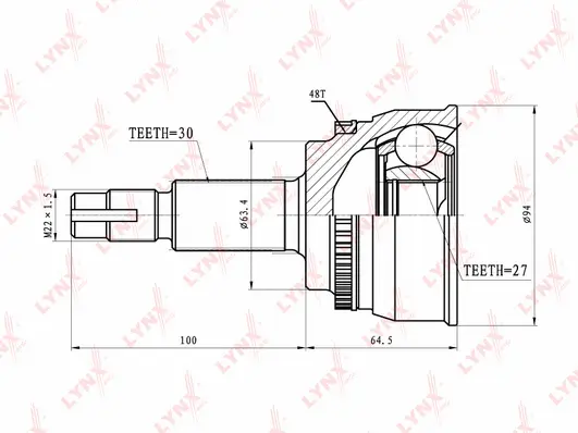 Jeu de joints, arbre de transmission LYNXAUTO CO-7524A