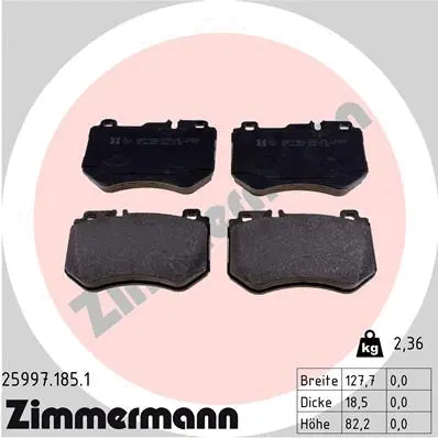 Kit de plaquettes de frein, frein à disque ZIMMERMANN 25997.185.1