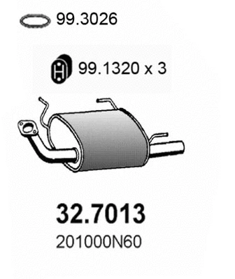 Silencieux arrière ASSO 32.7013